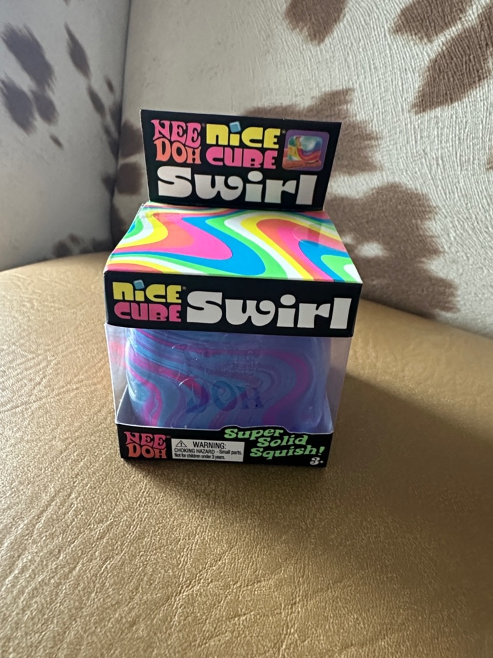 Nee Doh Nice Cube Swirl Squish Toy - Blue & Pink